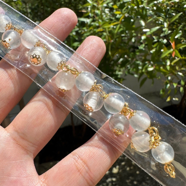 Pulsera de cuarzo transparente Jui Jia - Brazalete de piedra ajustable