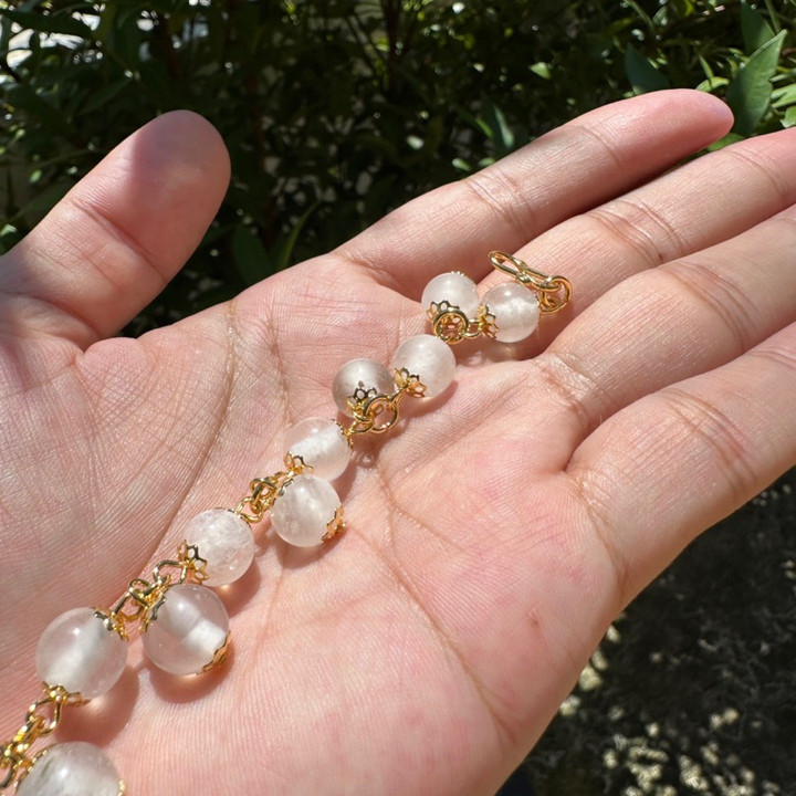 Pulsera de cuarzo transparente Jui Jia - Brazalete de piedra ajustable
