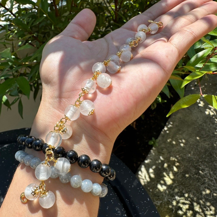 Pulsera de cuarzo transparente Jui Jia - Brazalete de piedra ajustable