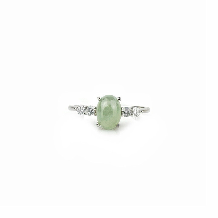 Anillo de jade y ópalo birmano auténtico | Plata de ley 925