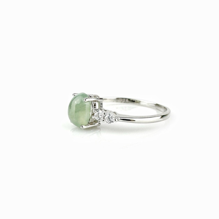 Anillo de jade y ópalo birmano auténtico | Plata de ley 925