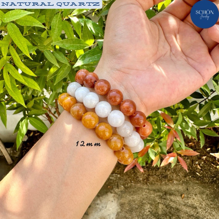 Genuine Burmese Jade Bracelet - Natural Quartz, 12mm