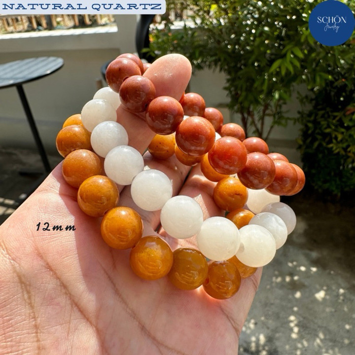 Genuine Burmese Jade Bracelet - Natural Quartz, 12mm