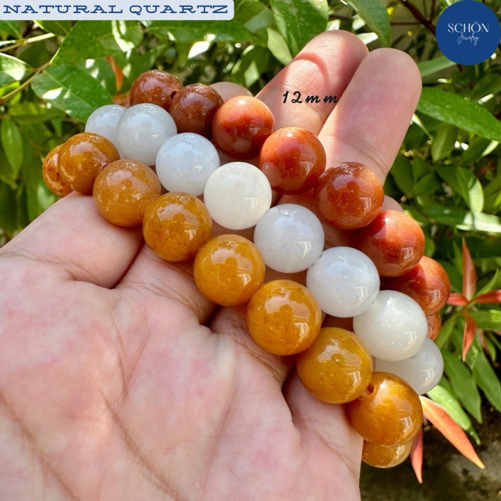 Genuine Burmese Jade Bracelet - Natural Quartz, 12mm