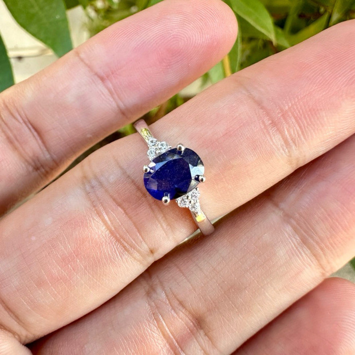 Genuine Ruby and Sapphire Ring in Sterling Silver