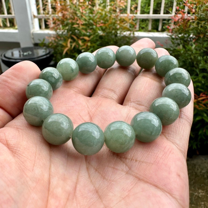 Genuine Burmese Jade Bracelet | 13mm Green Jade Bangle