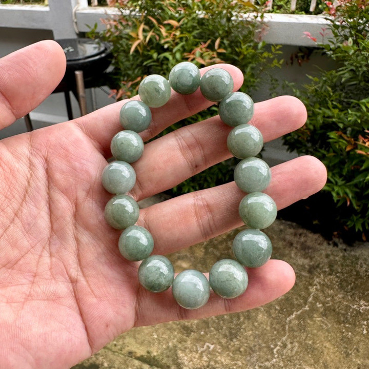 Genuine Burmese Jade Bracelet | 13mm Green Jade Bangle