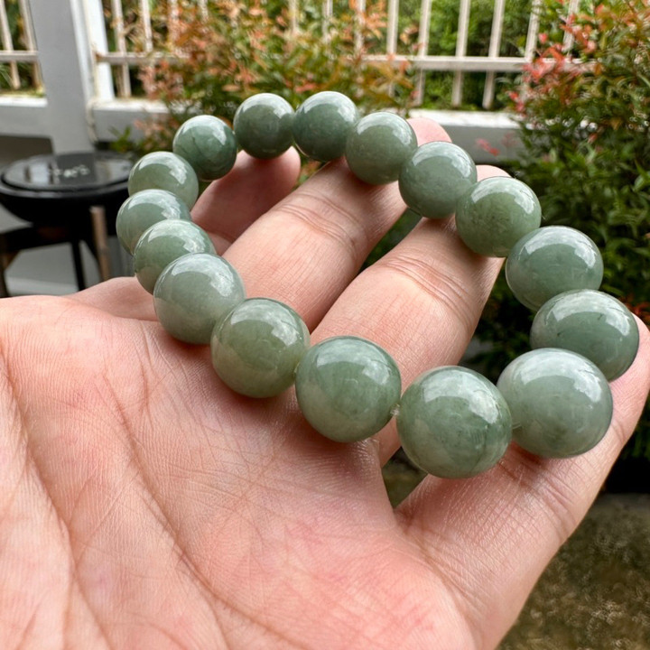 Genuine Burmese Jade Bracelet | 13mm Green Jade Bangle