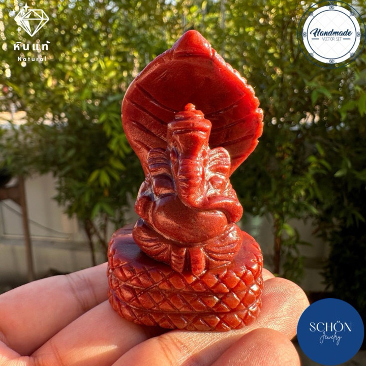 Jade Ganesha Statue | Soft Jade and Naga Prok Posture | Handcrafted