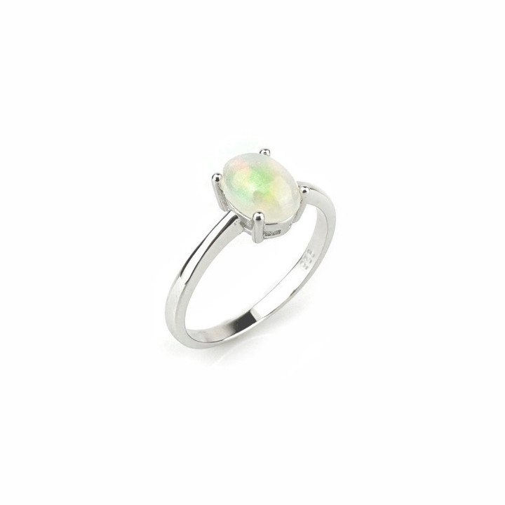 Anillo de ópalo auténtico | Ópalo naranja y blanco | Plata de ley 925