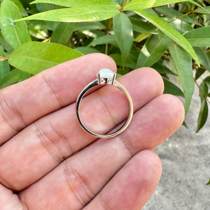 Anillo de ópalo auténtico | Ópalo naranja y blanco | Plata de ley 925