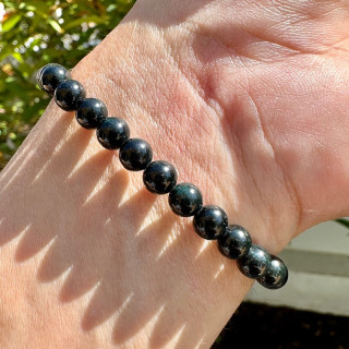 Genuine Jade Bracelet | Black Jade Bangle with Green Inclusions