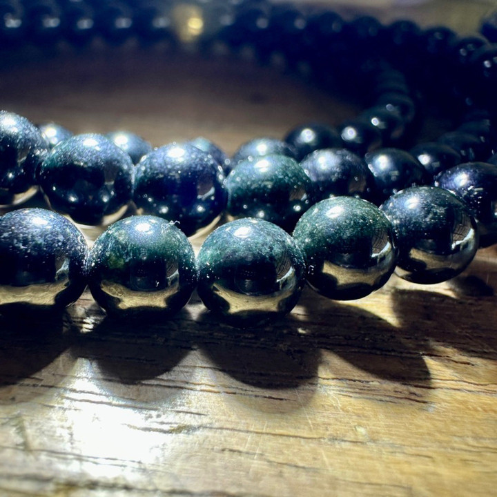 Pulsera de jade auténtico | Brazalete de jade negro con inclusiones verdes