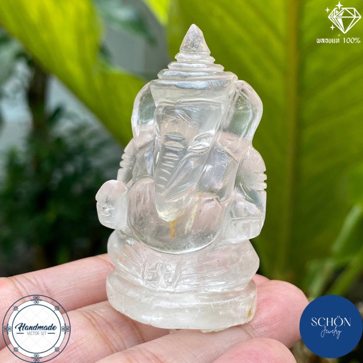 Handmade Crystal Ganesha Statue - Natural and Unique