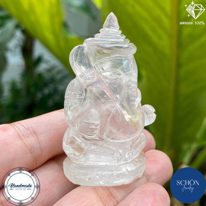 Handmade Crystal Ganesha Statue - Natural and Unique