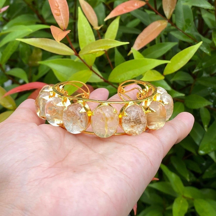 Gargantilla de cristal natural - Cuarzo dorado y arcoíris