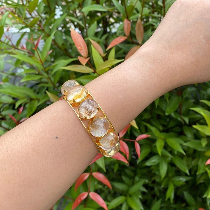 Gargantilla de cristal natural - Cuarzo dorado y arcoíris