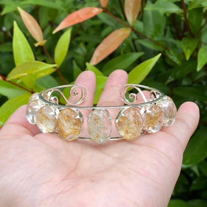 Gargantilla de cristal natural - Cuarzo dorado y arcoíris