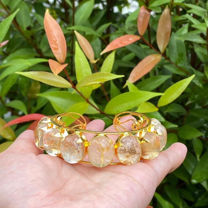 Gargantilla de cristal natural - Cuarzo dorado y arcoíris