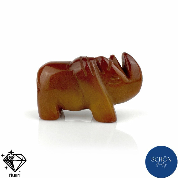 Genuine Red Jade Rhino Carving - 50x21x30mm