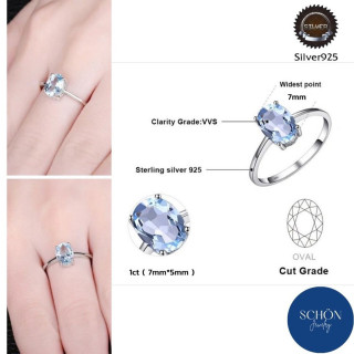 Genuine Topaz Sterling Silver Ring (5x7mm) Anti-Tarnish