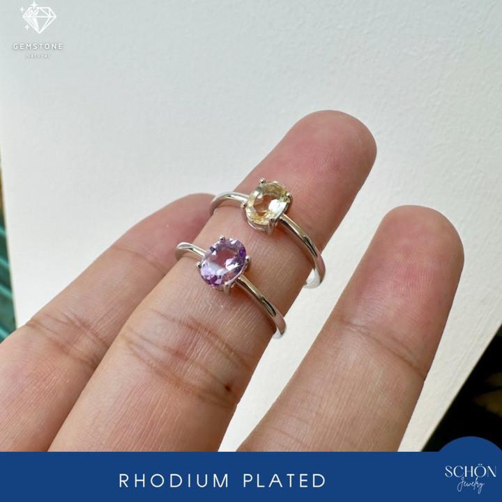 Anillo de plata de ley con amatista y citrino