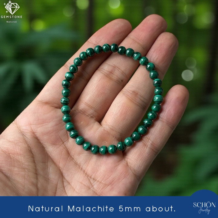 Bracelet en pierre de malachite | Authentique et minimaliste (5 mm)