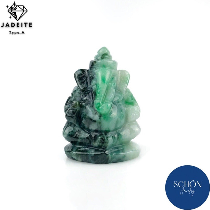 Genuine Jade Hand-Carved Ganesha Statue | Authentic and Lasting