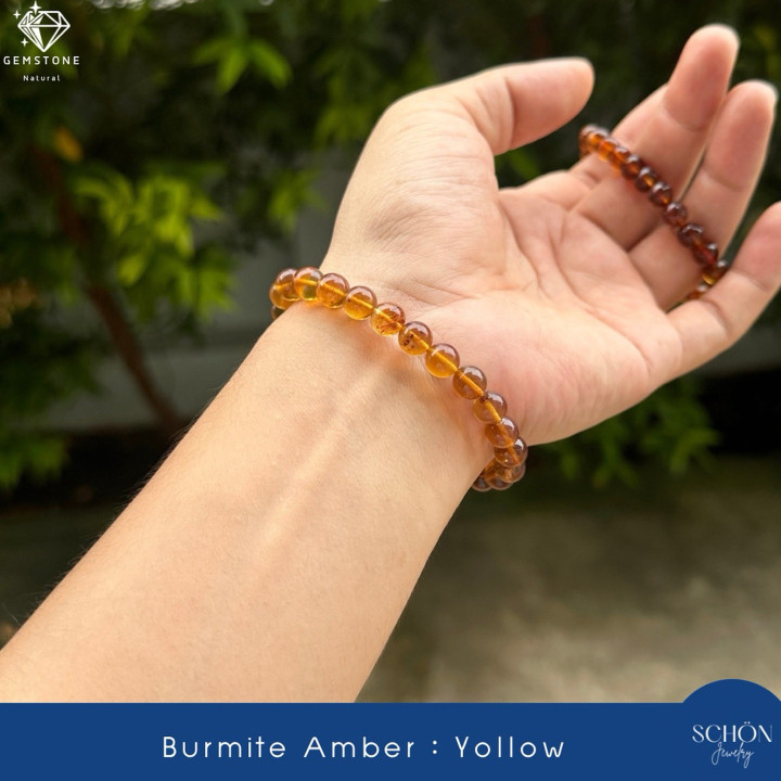 Bracelet en ambre de Birmanie (Burmite) : Authentique fossile vieux de 99 millions d'années