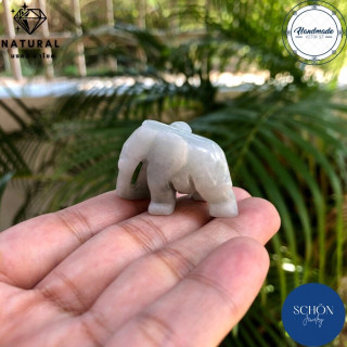 Hand-Carved Burmese Jade Elephant | Feng Shui Good Fortune Charm