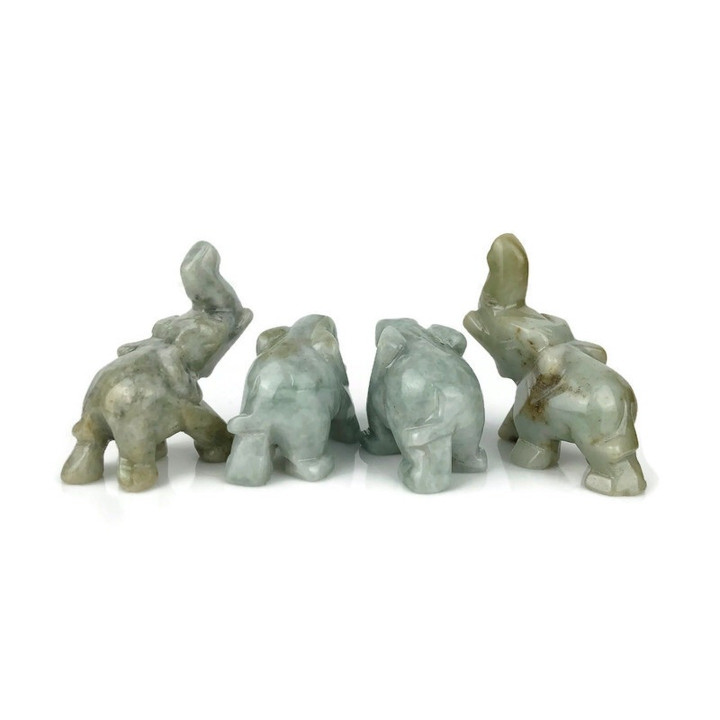 Hand-Carved Burmese Jade Elephant | Feng Shui Good Fortune Charm