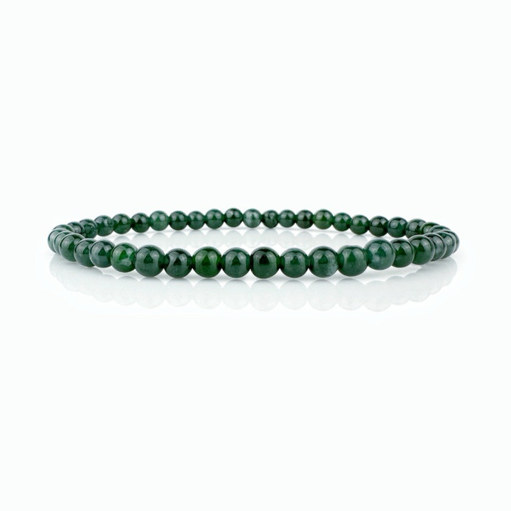 Bracelet en jade vert impérial véritable - Perles de 4,5 mm