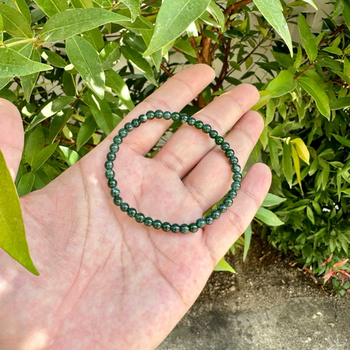 Bracelet en jade vert impérial véritable - Perles de 4,5 mm