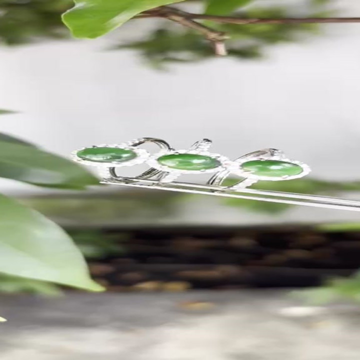 Sterling Silver Jade Ring | Imperial Green | Adjustable Fit