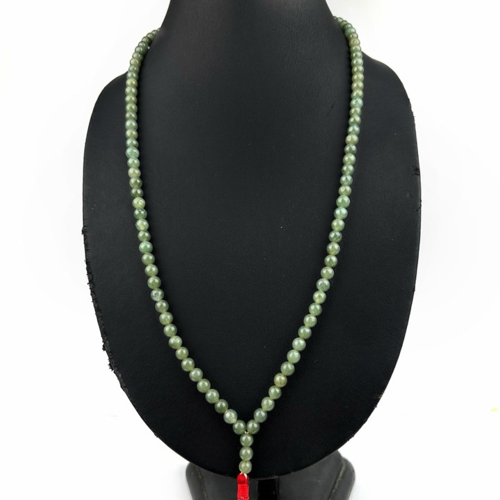 Green Jade Prayer Beads - Luscious Texture and Graduated Design