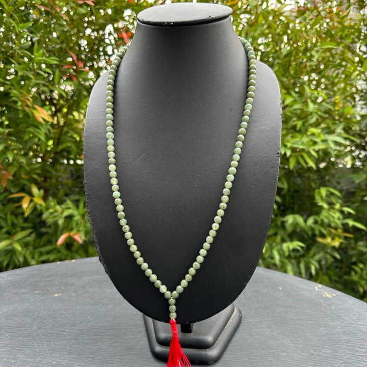 Green Jade Prayer Beads - Luscious Texture and Graduated Design