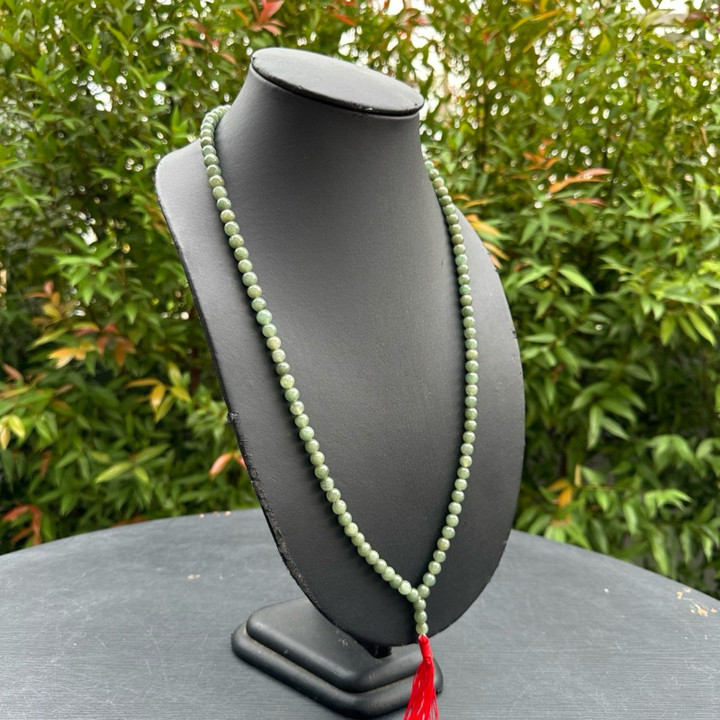 Green Jade Prayer Beads - Luscious Texture and Graduated Design