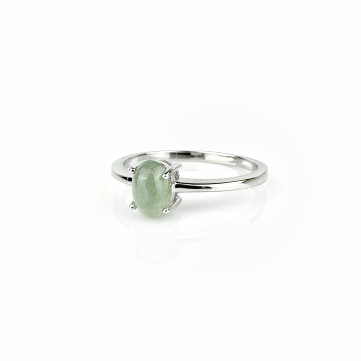 Anillo de plata de ley con jade birmano auténtico | Opciones en blanco y verde