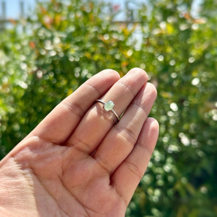 Anillo de plata de ley con jade birmano auténtico | Opciones en blanco y verde