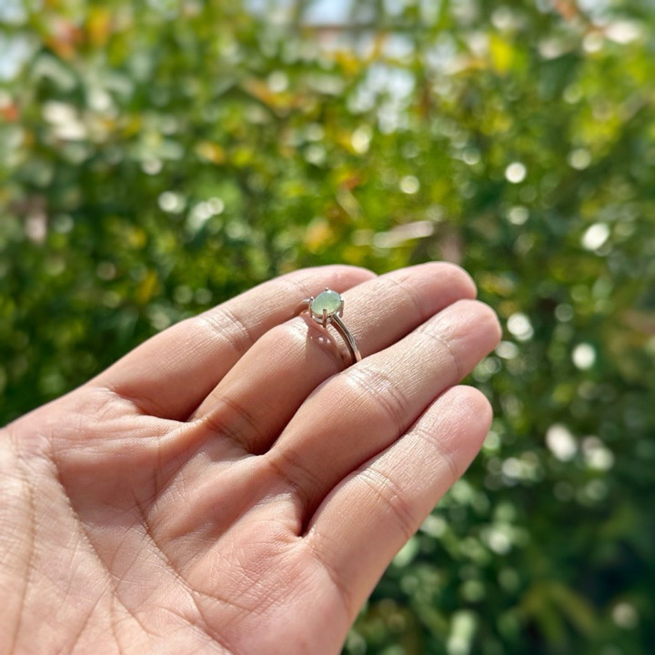 Anillo de plata de ley con jade birmano auténtico | Opciones en blanco y verde