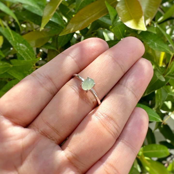 Anillo de plata de ley con jade birmano auténtico | Opciones en blanco y verde