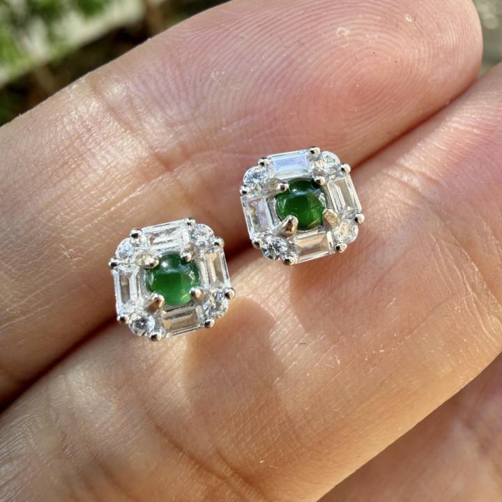 Genuine Jade Imperial Earrings - Jewelry Grade Alloy Setting