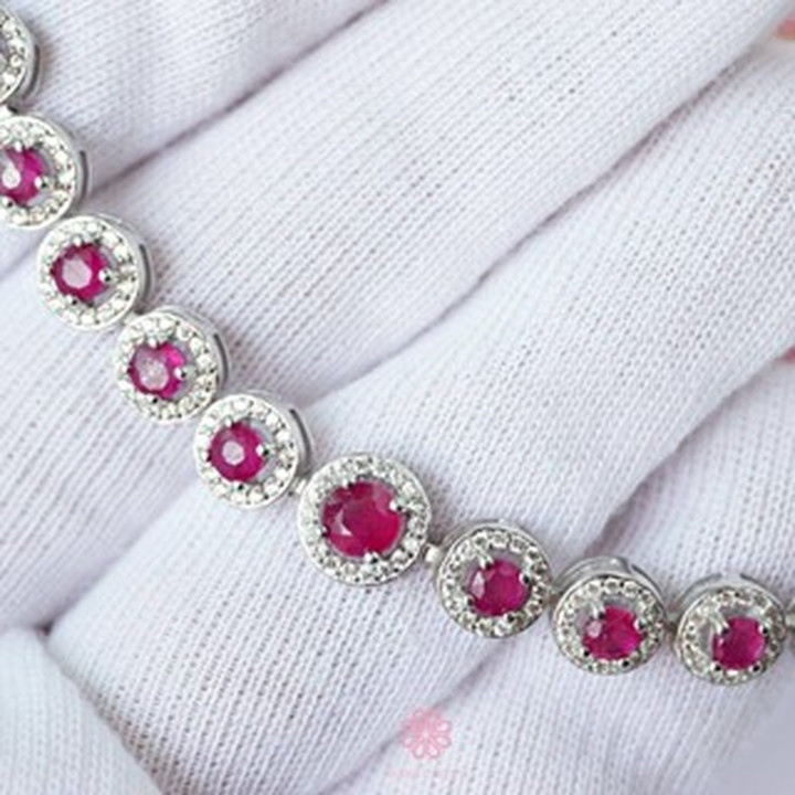 Genuine Ruby Bracelet | 925 Sterling Silver | Adjustable