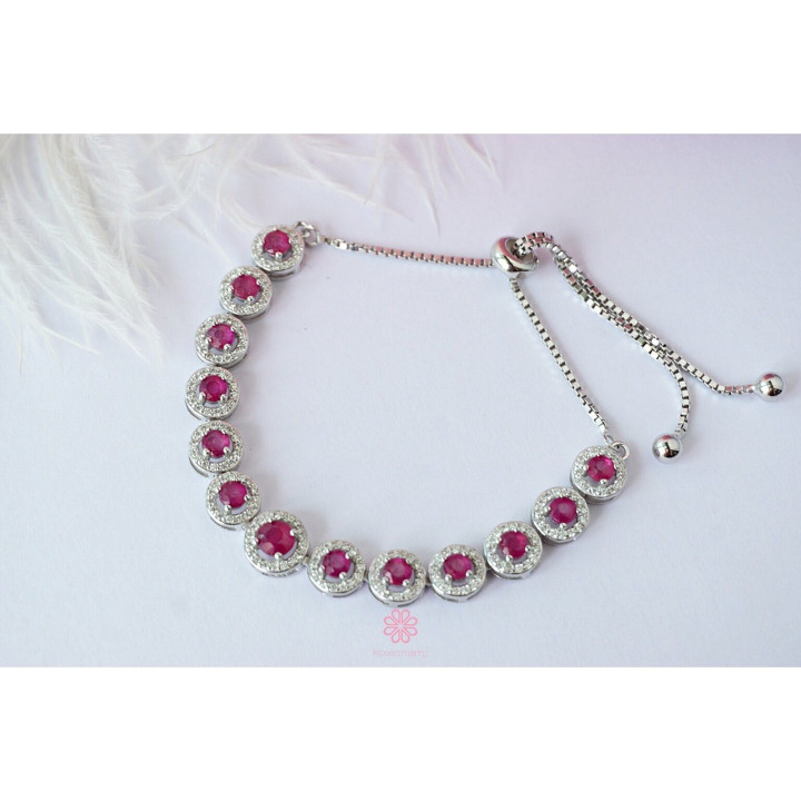 Genuine Ruby Bracelet | 925 Sterling Silver | Adjustable