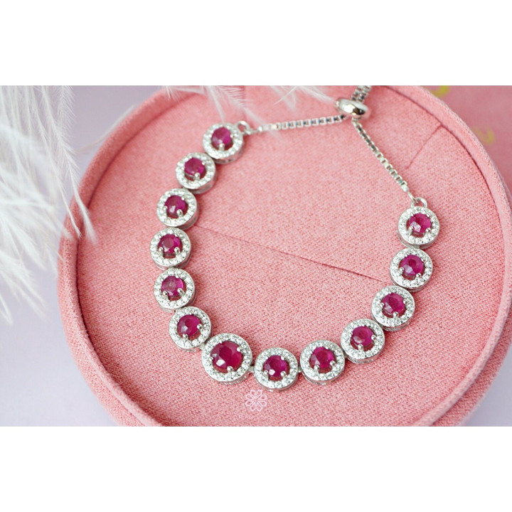 Genuine Ruby Bracelet | 925 Sterling Silver | Adjustable