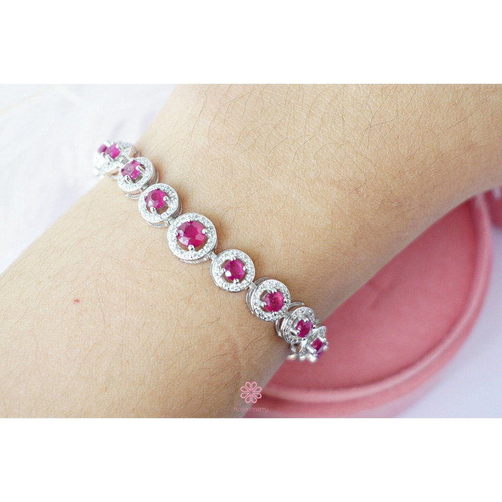Genuine Ruby Bracelet | 925 Sterling Silver | Adjustable