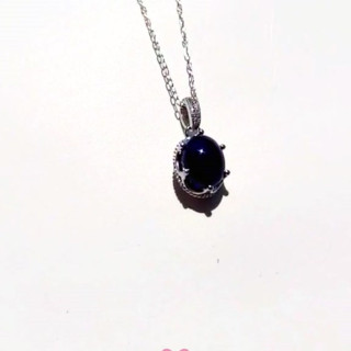 Genuine Sapphire Necklace in Sterling Silver and White Gold