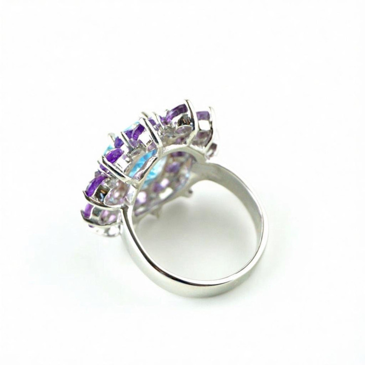 Bague en argent sterling avec améthyste et topaze | Coffret cadeau