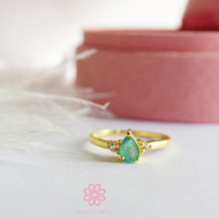 Emerald Ring in Sterling Silver and Gold - Good Fortune Gemstone
