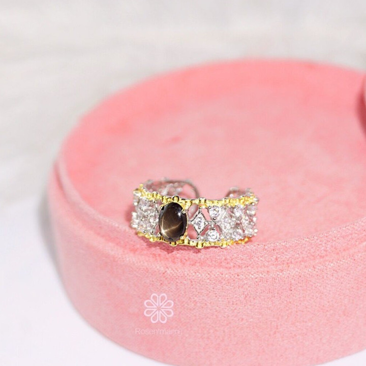 Bague saphir étoile noire | Argent sterling | Ajustable